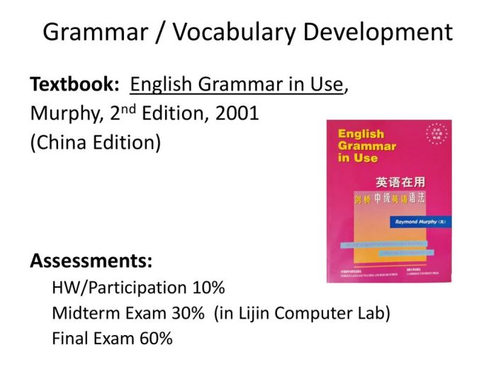 Sem. 2 midterm: grammar and vocabulary a